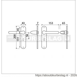Ami 200/1/7-386 kruk-kruk garnituur deurkruk 386 Rota langschild 200/1/7 sleutelgat SLG 56 Irox Archi Design deurdikte 38-42 mm - R10900101 - afbeelding 2
