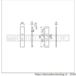 Ami VHB 251/50 veiligheidslangschild SKG*** VHB 251/50 buiten en binnen profielcilinder PC 55 F1 deurdikte 38-42 mm - R10901410 - afbeelding 2