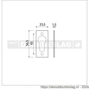 Ami 4 vlak cilinderrozet aluminium afdekplaatje nummer 4 vlak profielcilinder PC gat F1 - R10900462 - afbeelding 2