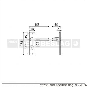 Ami KS 178/43-386 kruk-kruk garnituur deurkruk 386 Rota kortschild 178/43 profielcilinder PC 55 F1 - R10900119 - afbeelding 2