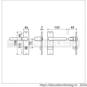 Ami KS 178/43-386 kruk-kruk garnituur deurkruk 386 Rota kortschild 178/43 toilet- en badkamersluiting WC 8/72 F1 deurdikte 38-42 mm - R10900116 - afbeelding 2