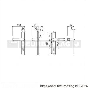 Ami VHB 257/32/2-378 veiligheids Rotaveer kruk-kruk smalschildgarnituur SKG** ovaal VHB deurkruk 378 Rota257/32/2 profielcilinder PC 97,3 F1 en deurkruk 378 Rota 257/32/2 profielcilinder PC 97,3 deurdikte 53-57 mm - R10901597 - afbeelding 2