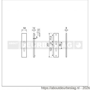 Ami VHB 251/50 veiligheidslangschild SKG*** VHB 251/50 buiten en binnen profielcilinder PC 70 F1 deurdikte 38-42 mm - R10901414 - afbeelding 2