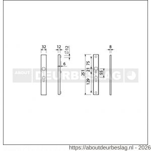Ami VHB 251/32 veiligheidssmalschild SKG** VHB 251/32 buiten en binnen profielcilinder PC 55 F1 deurdikte 53-57 mm - R10901556 - afbeelding 2