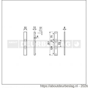 Ami VHB 251/32 veiligheidssmalschild SKG** VHB 251/32 buiten en binnen profielcilinder PC 72 F1 deurdikte 53-57 mm - R10901558 - afbeelding 2