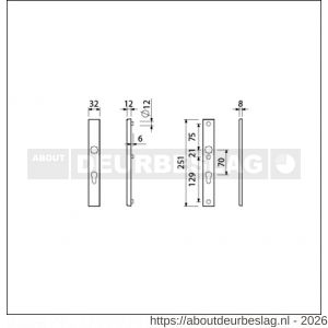Ami VHB 251/32 veiligheidssmalschild SKG** VHB 251/32 buiten en binnen profielcilinder PC 70 F1 deurdikte 53-57 mm - R10901557 - afbeelding 2