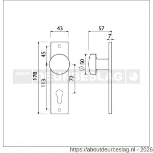 Ami 178/43 knopkortschild aluminium knop 169/50 vast kortschild 178/43 profielcilinder PC 72 F1 - R10900724 - afbeelding 2
