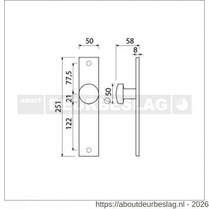 Ami 251/50/8 knoplangschild aluminium knop 169/50 vast langschild 251/50/8 blind R6,5 F1 - R10900760 - afbeelding 2