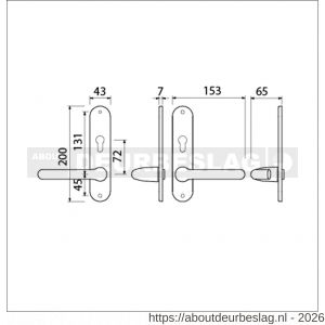 Ami LS 200/1/7-386 kruk-kruk garnituur deurkruk 386 Rota langschild 200/1/7 profielcilinder PC 72 omkeer F1 deurdikte 38-42 mm - R10900130 - afbeelding 2