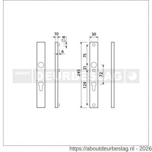 Ami 245/30 smalschild aluminium profielcilinder PC 72 1/2 M5 F1 - R10900784 - afbeelding 2