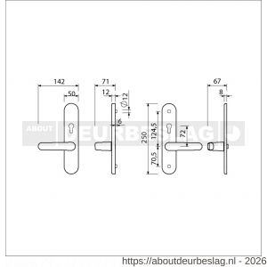 Ami VHB 250/50/1-378 senioren veiligheids Rotaveer kruk-kruk langschildgarnituur SKG** ovaal omkeer VHB deurkruk 378 Rota 250/50/1 profielcilinder PC 72 omkeer F1 en deurkruk 378 Rota profielcilinder PC 72 omkeer deurdikte 38-42 - R10900882 - afbeelding 2