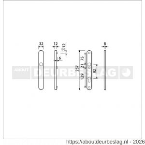 Ami VHB 257/32/2 veiligheidssmalschild SKG** ovaal VHB 257/32/2 buiten blind en binnen profielcilinder PC 92 F1 deurdikte 53-57 mm - R10901573 - afbeelding 2