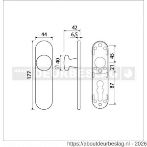 Ami 177/1 Klik knopkortschild aluminium knop 160/40 vast kortschild 177/1 blind Klik F1 - R10900715 - afbeelding 2