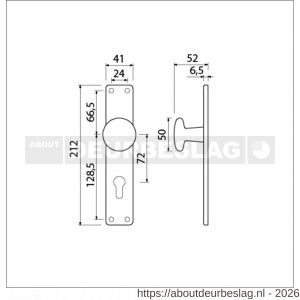Ami 212/41 RH knoplangschild aluminium knop 160/50 vast langschild 212/41 RH rondhoek profielcilinder PC 72 F1 - R10900751 - afbeelding 2