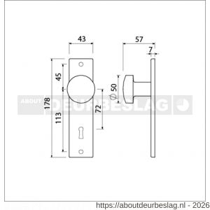 Ami 178/43 knopkortschild aluminium knop 169/50 vast kortschild 178/43 sleutelgat SLG 72 F1 - R10900722 - afbeelding 2