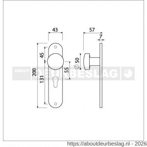 Ami 200/1/7 knoplangschild aluminium knop 169/50 vast langschild 200/1/7 profielcilinder PC 55 F1 - R10900746 - afbeelding 2