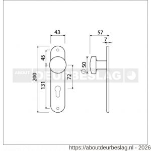 Ami 200/1/7 knoplangschild aluminium knop 169/50 vast langschild 200/1/7 profielcilinder PC 72 F1 - R10900747 - afbeelding 2