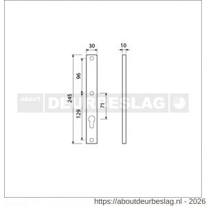 Ami 245/30 smalschild aluminium zonder krukgat profielcilinder PC 92 R5,5 F1 - R10900782 - afbeelding 2