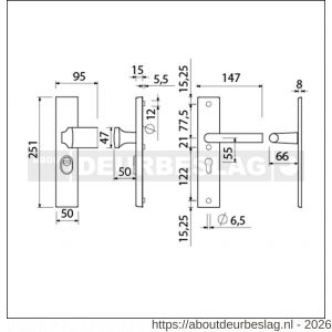 Ami VHB 251/15-144 KT veiligheidsvoordeur-knoplangschildgarnituur SKG*** kerntrekbeveiliging VHB 251/15 kerntrek KT 55 knop 144 en deurkruk 374 profielcilinder PC 55 zwart RAL 9005 structuur finish deurdikte 38-42 mm - R10901266 - afbeelding 2