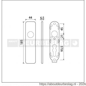Ami 185/44 Klik kortschild aluminium blind zwart RAL 9005 structuur finish - R10900602 - afbeelding 2