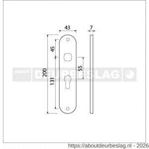 Ami 200/1/7 langschild aluminium Archi Design profielcilinder PC 55 Irox - R10900696 - afbeelding 2
