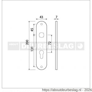 Ami 200/1/7 langschild aluminium Archi Design profielcilinder PC 72 Irox - R10900697 - afbeelding 2