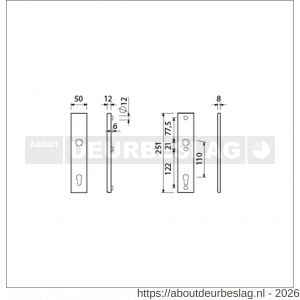 Ami VHB 251/50 veiligheidslangschild SKG*** VHB 251/50 buiten en binnen profielcilinder PC 110 F1 deurdikte 38-42 mm - R10901424 - afbeelding 2