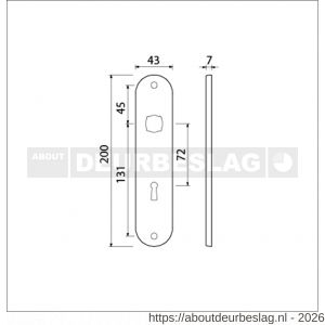 Ami 200/1/7 langschild aluminium Archi Design sleutelgat SLG 72 Irox - R10900695 - afbeelding 2