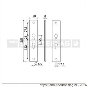 Ami 251/50/8 langschild aluminium profielcilinder PC 55 F1 R6,5/R7,3 - R10900683 - afbeelding 2