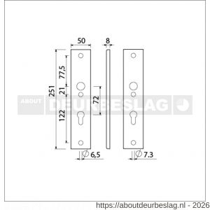 Ami 251/50/8 langschild aluminium profielcilinder PC 72 F1 R6,5/R7,3 - R10900684 - afbeelding 2