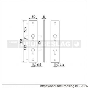 Ami 251/50/8 langschild aluminium profielcilinder PC 85 F1 R6,5/R7,3 - R10901738 - afbeelding 2