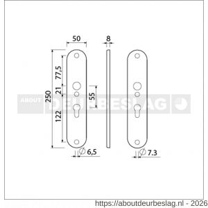 Ami 250/50/8/1 langschild aluminium profielcilinder PC 55 F1 R6,5/R7,3 - R10900672 - afbeelding 2