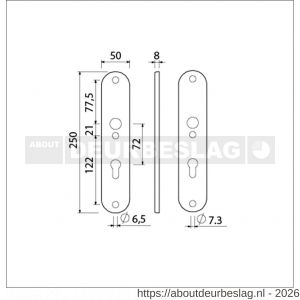 Ami 250/50/8/1 langschild aluminium profielcilinder PC 72 F1 R6,5/R7,3 - R10900673 - afbeelding 2