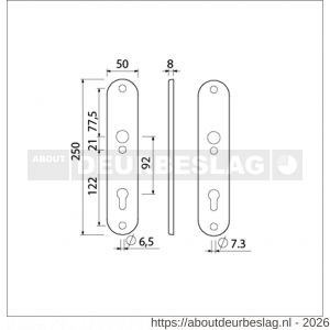 Ami 250/50/8/1 langschild aluminium profielcilinder PC 92 F1 R6,5/R7,3 - R10900674 - afbeelding 2