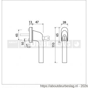 Ami VHB 822 draai-kiep raamgreep aluminium SKG** 7x40 mm F1 ovaal - R10901707 - afbeelding 2