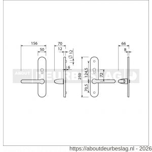 Ami VHB 250/50/1-386 senioren veiligheids Rotaveer kruk-kruk langschildgarnituur SKG** ovaal omkeer VHB deurkruk 386 Rota 250/50/1 profielcilinder PC 72 omkeer F1 deurdikte 53-57 mm - R10901231 - afbeelding 2
