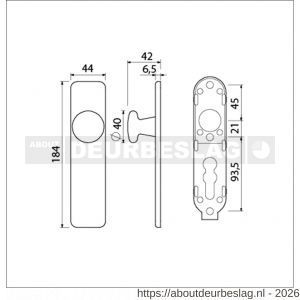 Ami 185/44 Klik knopkortschild aluminium knop 160/40 vast kortschild 185/44 Klik blind F1 - R10900736 - afbeelding 2