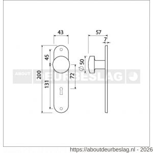 Ami 200/1/7 knoplangschild aluminium knop 169/50 vast langschild 200/1/7 sleutelgat SLG 72 F1 - R10900745 - afbeelding 2