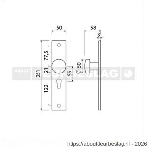 Ami 251/50/8 knoplangschild aluminium knop 169/50 vast langschild 251/50/8 profielcilinder PC 55 R6,5 F1 - R10900762 - afbeelding 2