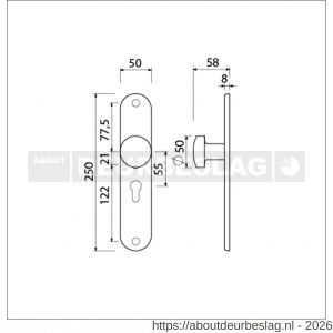 Ami 250/50/8/1 knoplangschild aluminium knop 169/50 vast langschild 250/50/8/1 profielcilinder PC 55 R6,5 F1 - R10900758 - afbeelding 2