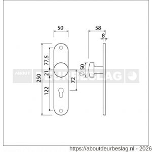Ami 250/50/8/1 knoplangschild aluminium knop 169/50 vast langschild 250/50/8/1 profielcilinder PC 72 R6,5 F1 - R10900759 - afbeelding 2