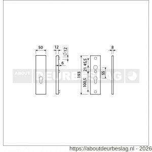 Ami VHB 193/50 veiligheidskortschild SKG*** VHB 193/50 buiten zonder krukgat profielcilinder PC 55 en binnen profielcilinder PC 55 F1 deurdikte 38-45 - R10901357 - afbeelding 2