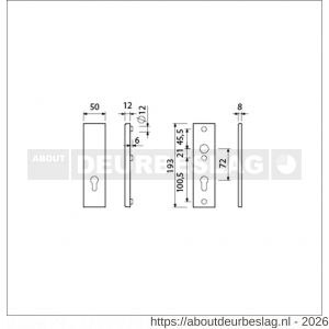 Ami VHB 193/50 veiligheidskortschild SKG*** VHB 193/50 buiten zonder krukgat profielcilinder PC 72 en binnen profielcilinder PC 72 F1 deurdikte 38-45 - R10901358 - afbeelding 2