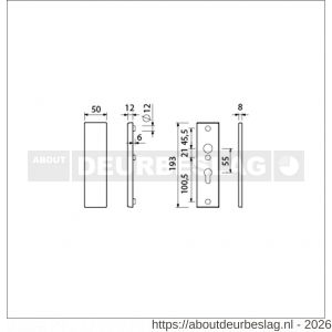 Ami VHB 193/50 veiligheidskortschild SKG*** VHB 193/50 buiten geheel blind en binnen profielcilinder PC 55 F2 deurdikte 38-42 mm - R10901368 - afbeelding 2