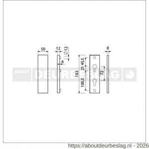 Ami VHB 193/50 veiligheidskortschild SKG*** VHB 193/50 buiten geheel blind en binnen profielcilinder PC 72 F2 deurdikte 38-42 mm - R10901369 - afbeelding 2