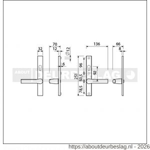 Ami VHB 251/32-379 veiligheids Rotaveer kruk-kruk smalschildgarnituur SKG** VHB deurkruk 379 Rota 251/32 profielcilinder PC 92 omkeer F1 Fuhr 689 deurdikte 53-57 mm - R10900894 - afbeelding 2