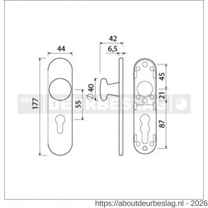 Ami 177/1 Klik knopkortschild aluminium knop 160/40 vast kortschild 177/1 profielcilinder PC 55 Klik F1 - R10900718 - afbeelding 2