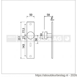 Ami 251/50/8 knoplangschild aluminium knop 169/50 vast langschild 251/50/8 sleutelgat SLG 56 R6,5 F1 - R10900761 - afbeelding 2