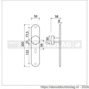 Ami 250/50/8/1 knoplangschild aluminium knop 169/50 vast langschild 250/50/8/1 sleutelgat SLG 56 R6,5 F1 - R10900757 - afbeelding 2