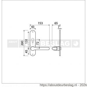 Ami LS 200/1/7-386 kruk-kruk garnituur deurkruk 386 Rota langschild 200/1/7 profielcilinder PC 72 omkeer F1 - R10900125 - afbeelding 2